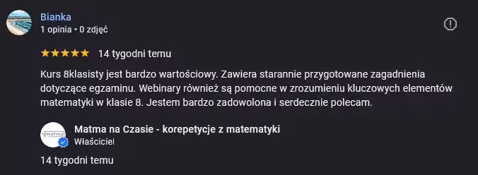 opinia bianki o kursie z egzaminu &oacute;smoklasisty matmanaczasie 